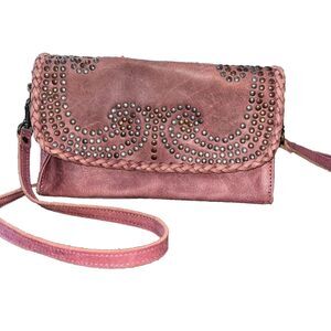Idyllwind Miranda Lambert Mauve Studded Leather Crossbody Shoulder Bag Purse